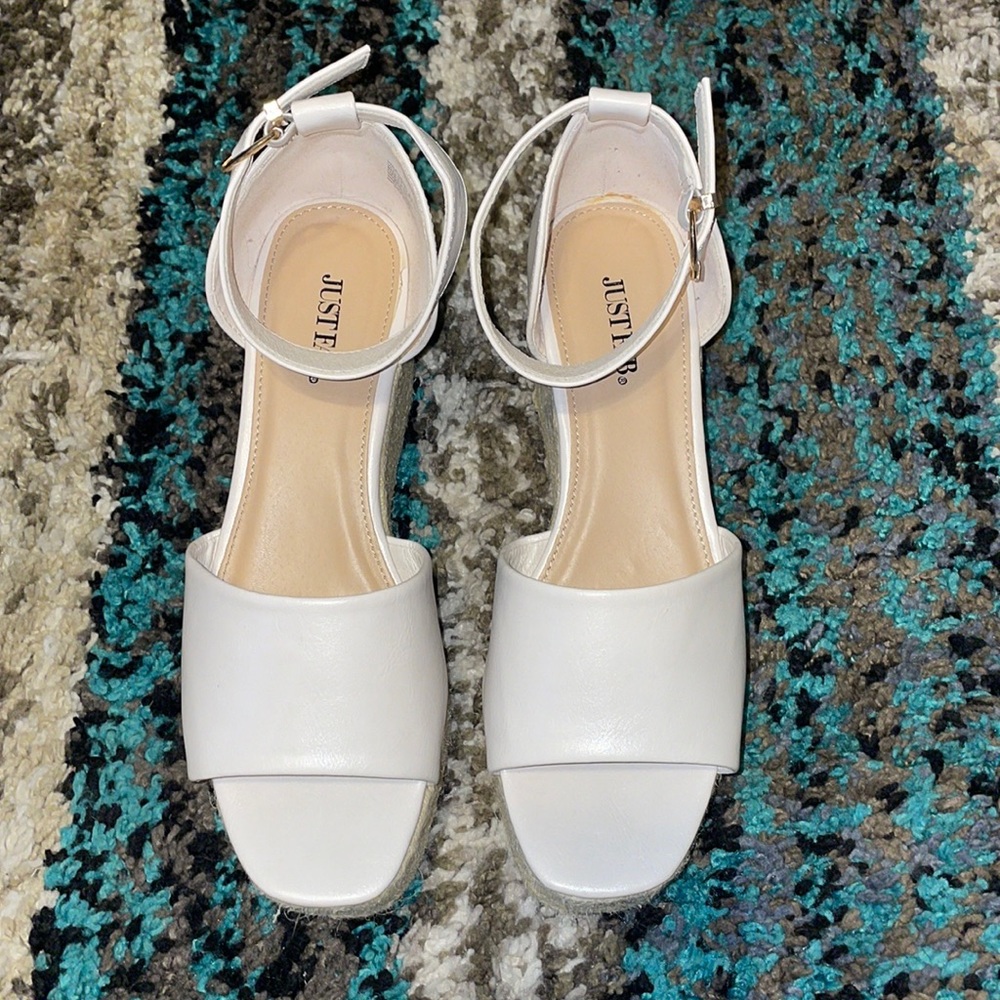 Cream Colored Espadrille Platform Sandals Sz 8
